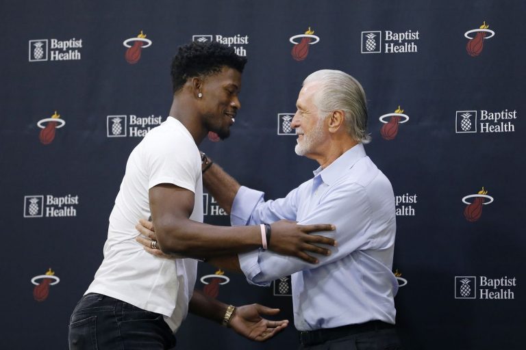 Video Jimmy Butler And Pat Riley Share Special Moment After Thrilling