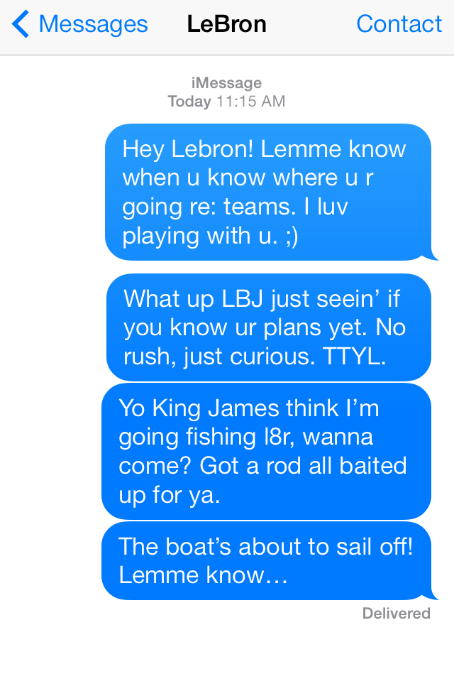 Media: Chris Bosh's Text Messages to LeBron About Next Move