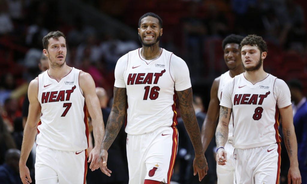 Goran Dragic, Tyler Johnson, James Johnson, and Josh Richardson