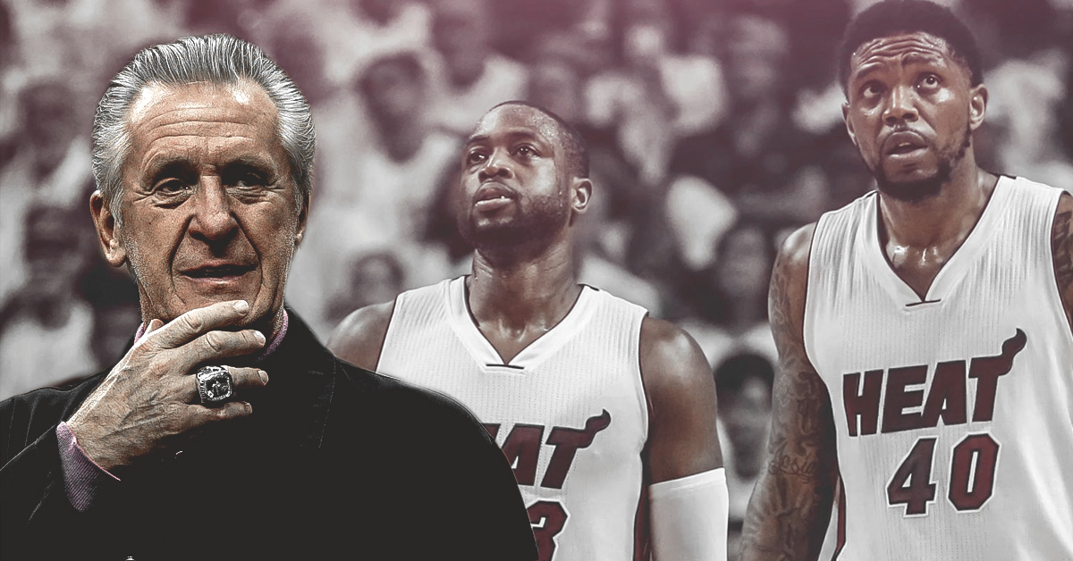 Pat Riley, Dwyane Wade, and Udonis Haslem