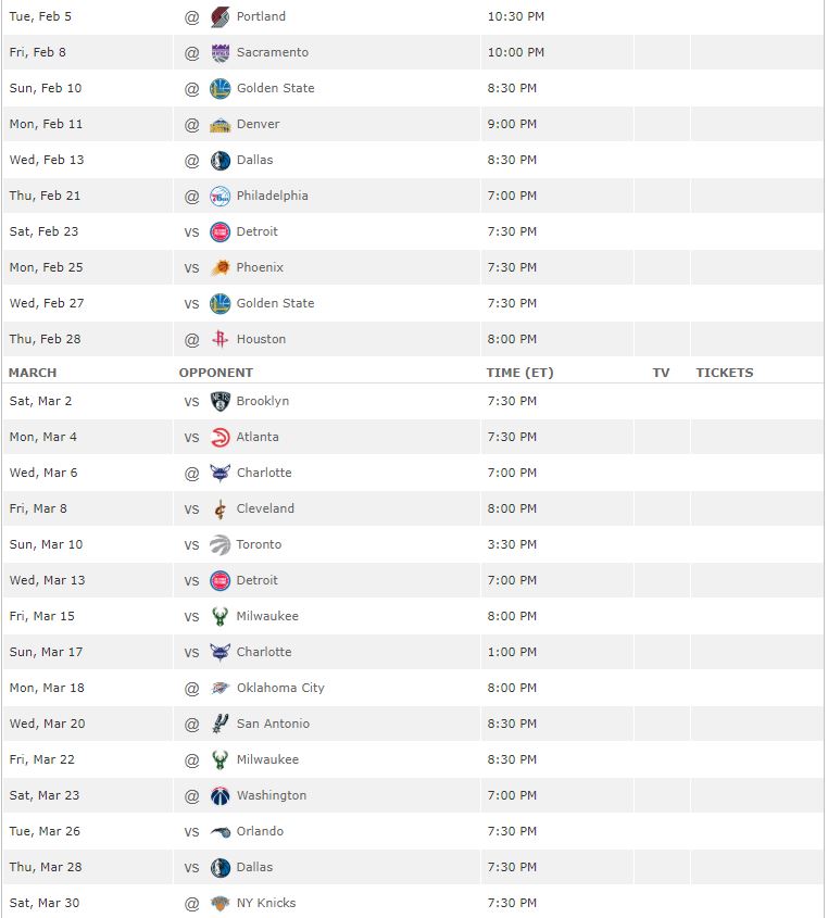 Miami Heat Schedule for 201819 Season