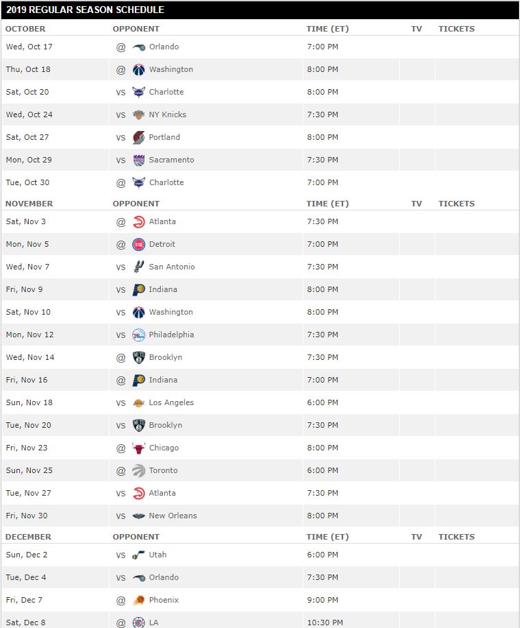 Miami Heat Schedule for 2018-19 Season