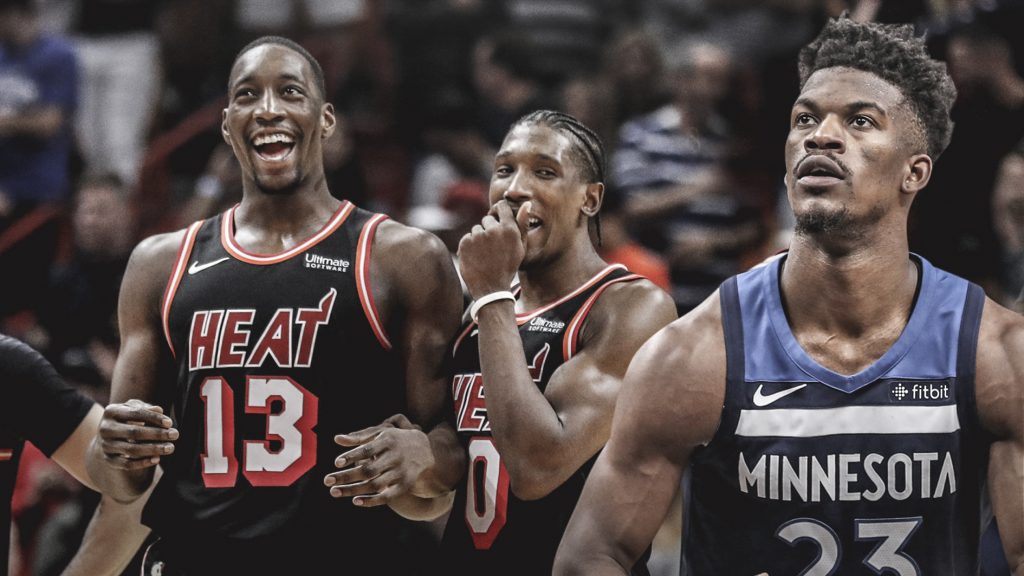 Bam Adebayo, Josh Richardson, and Jimmy Butler