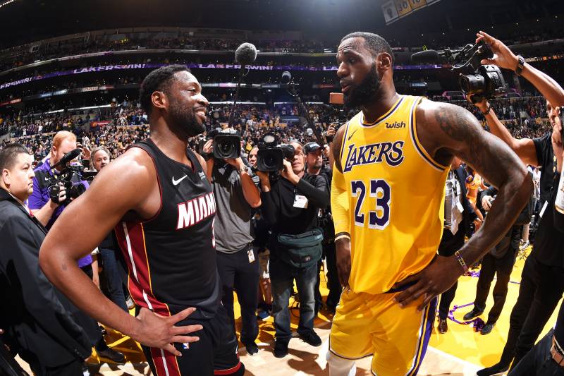Dwyane Wade and LeBron James Heat Lakers