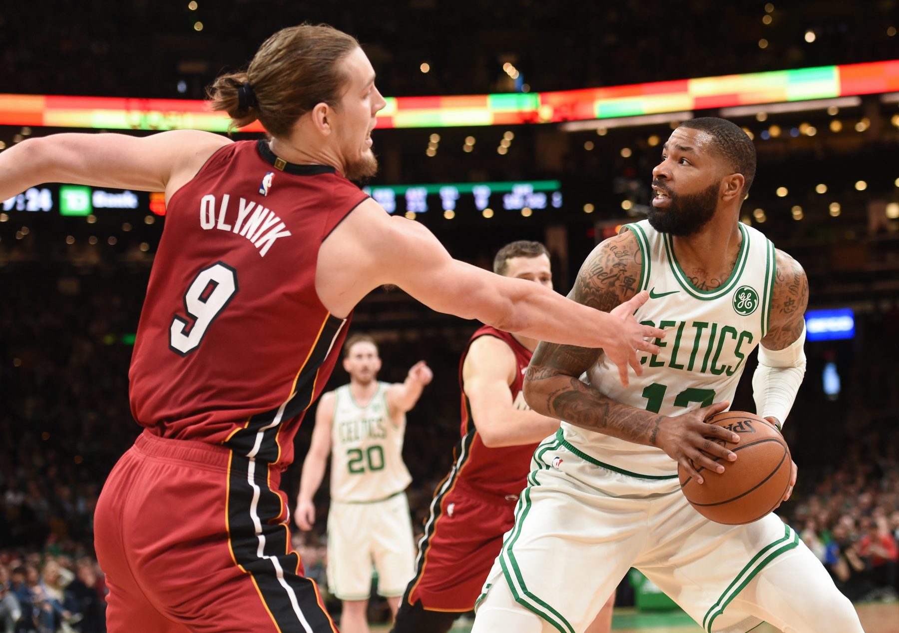 Kelly Olynyk and Marcus Morris Miami Heat Boston Celtics
