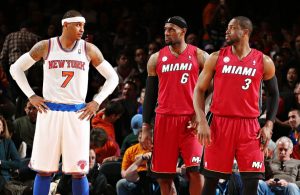 Carmelo Anthony, LeBron James, and Dwyane Wade