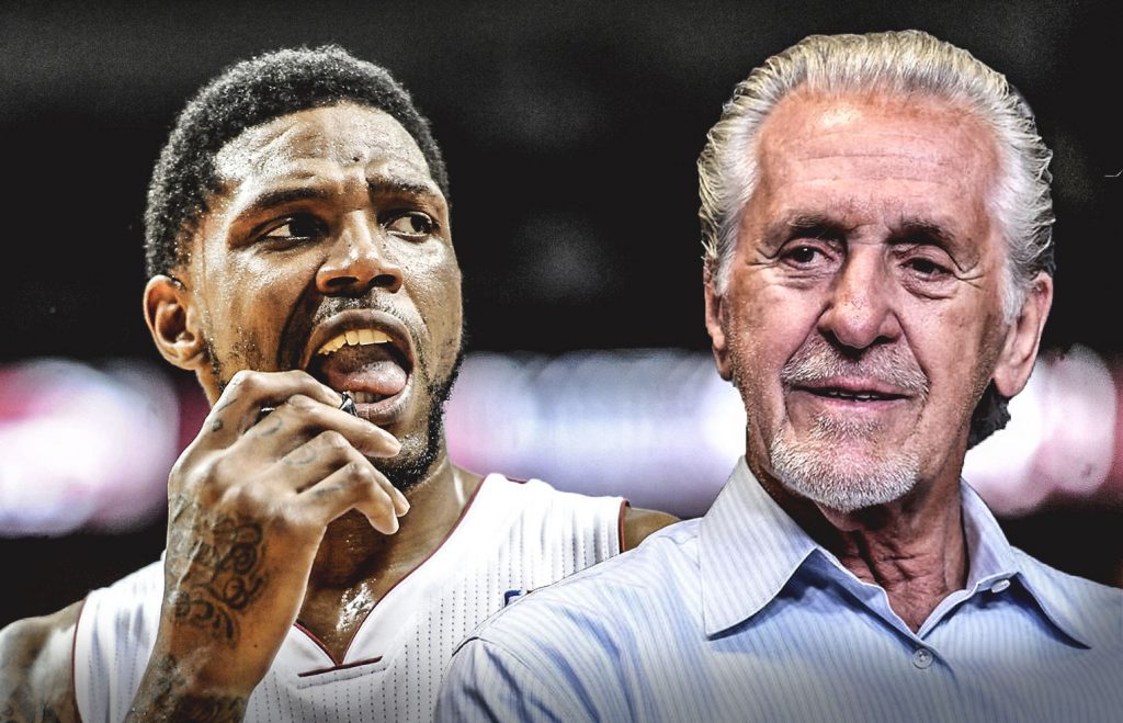 Udonis Haslem and Pat Riley