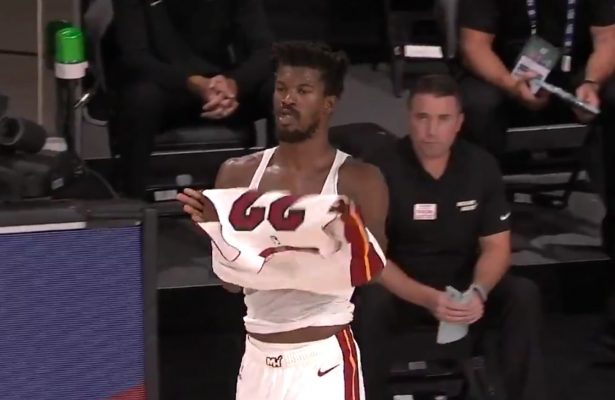 Video: Jimmy Butler Gets Denied by NBA Officials as He Tries to Play With  Blank Jersey - Heat Nation