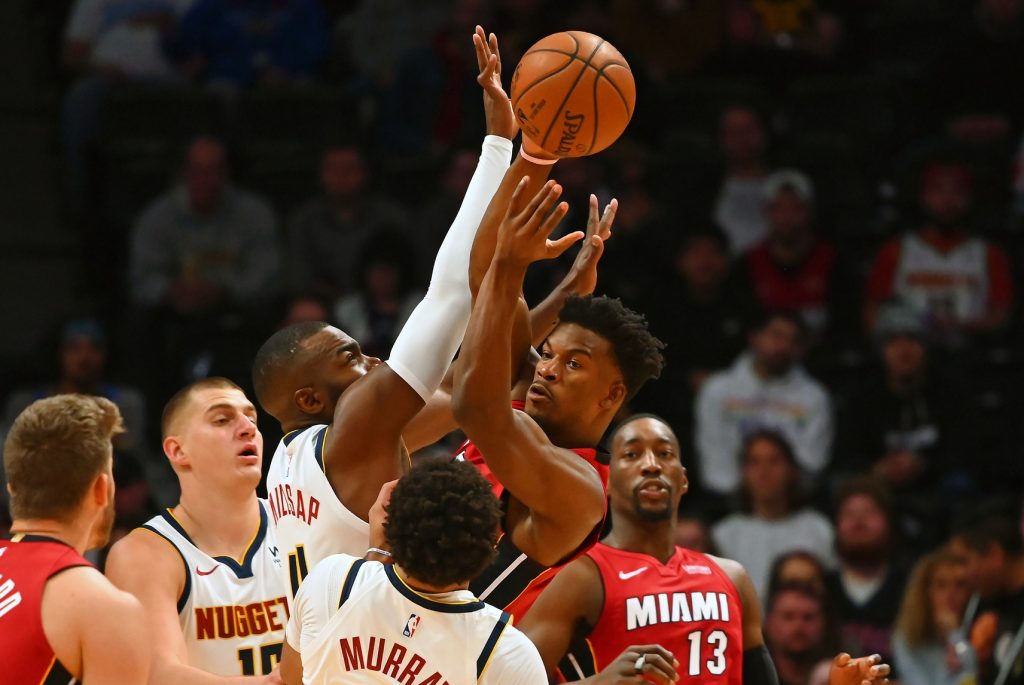 Jimmy Butler, Bam Adebayo and Jamal Murray