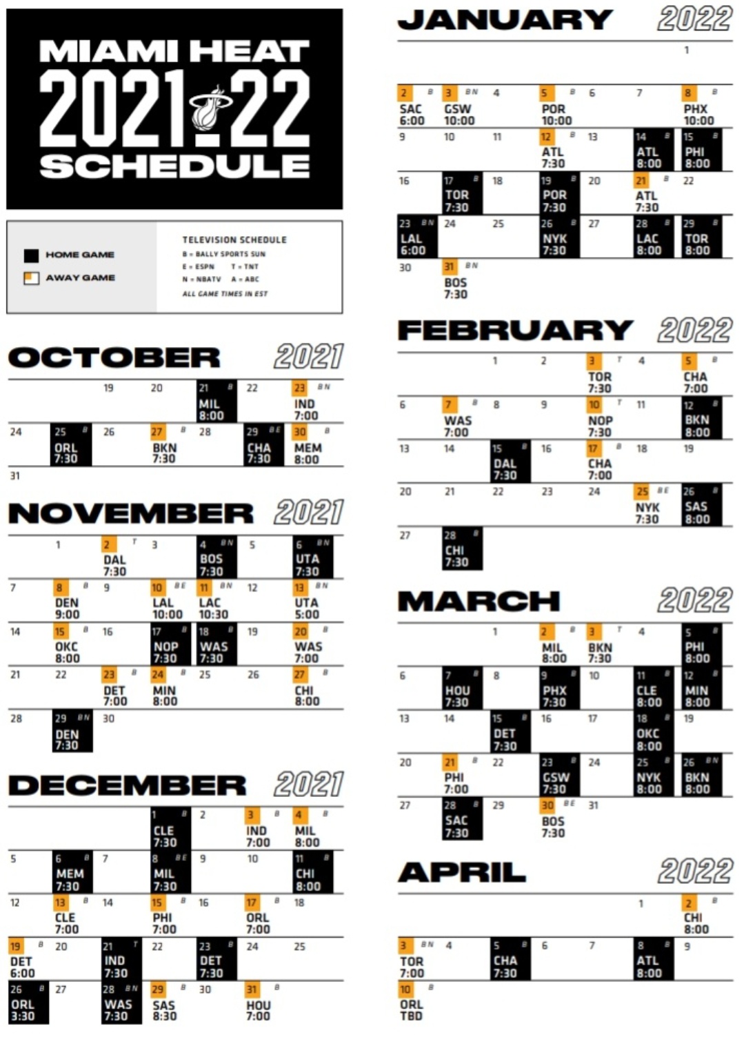 Miami Heat schedule