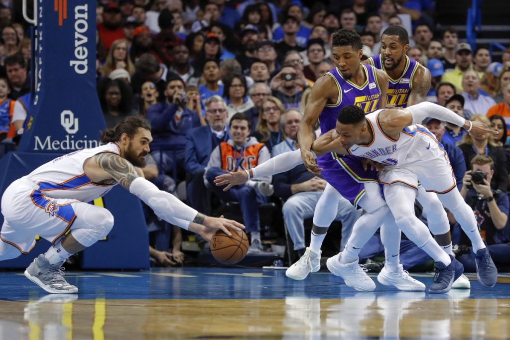 Steven Adams and Russell Westbrook