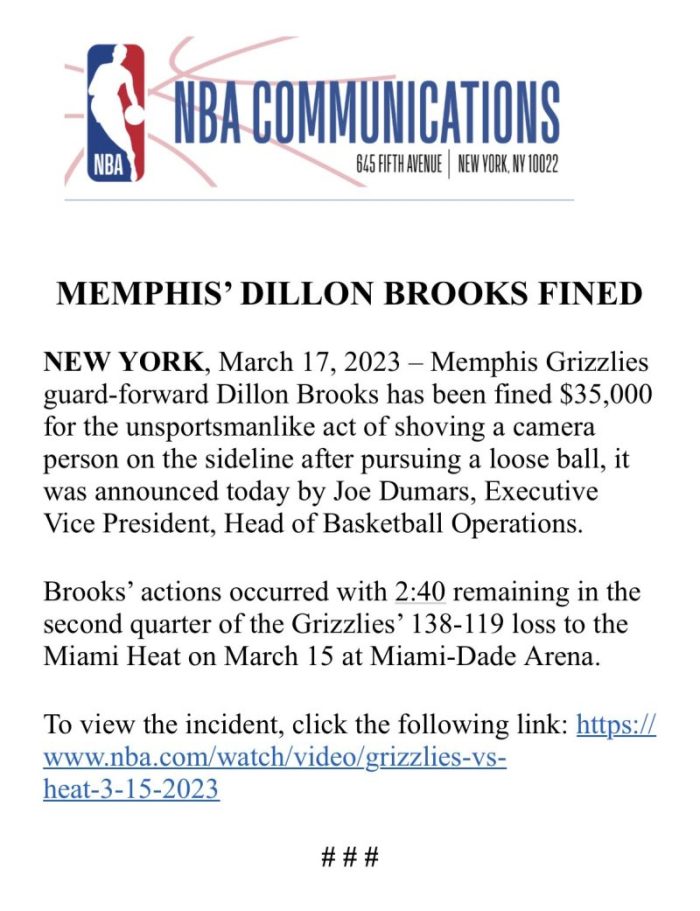 Dillon Brooks Memphis Grizzlies