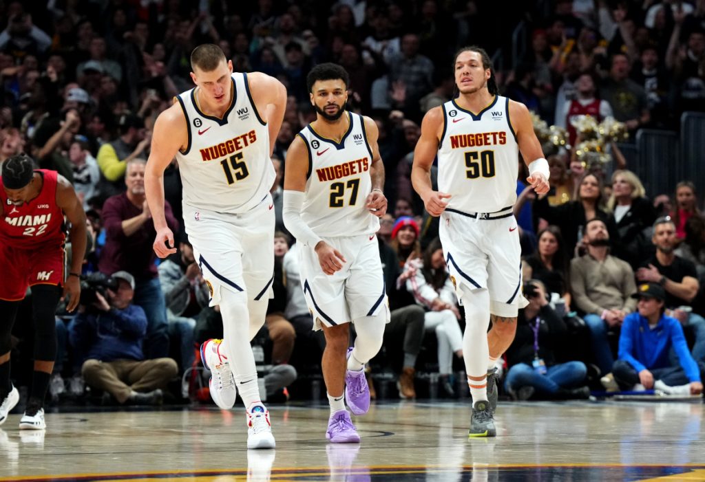 Nikola Jokic, Jamal Murray and Aaron Gordon