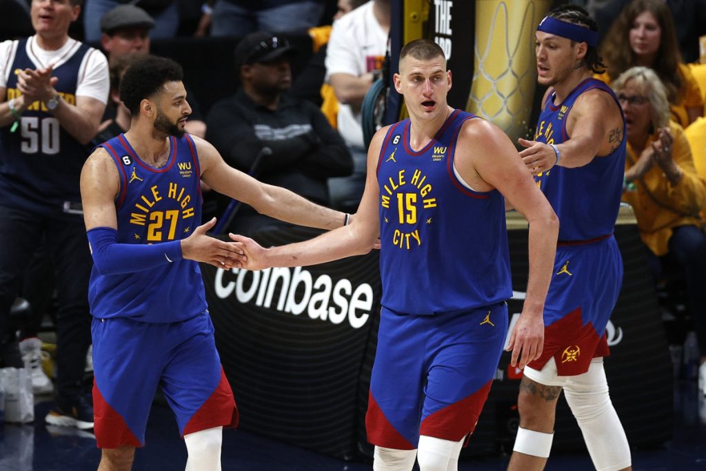 Jamal Murray, Nikola Jokic and Aaron Gordon