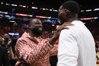 Dwyane Wade and Bam Adebayo