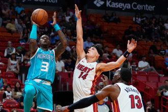 Terry Rozier, Tyler Herro and Bam Adebayo