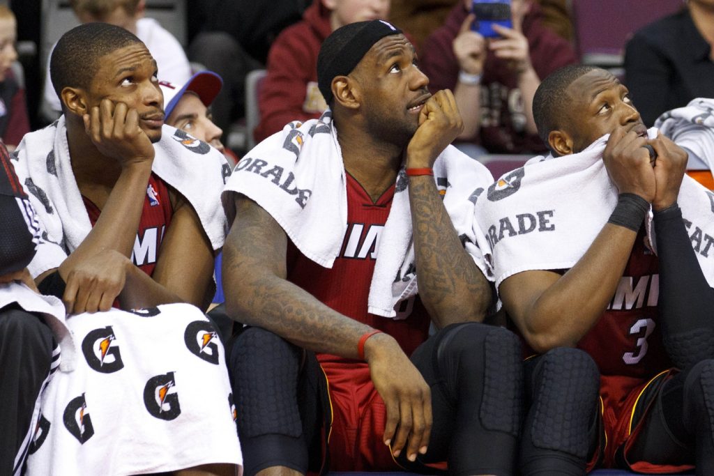 Chris Bosh, LeBron James and Dwyane Wade