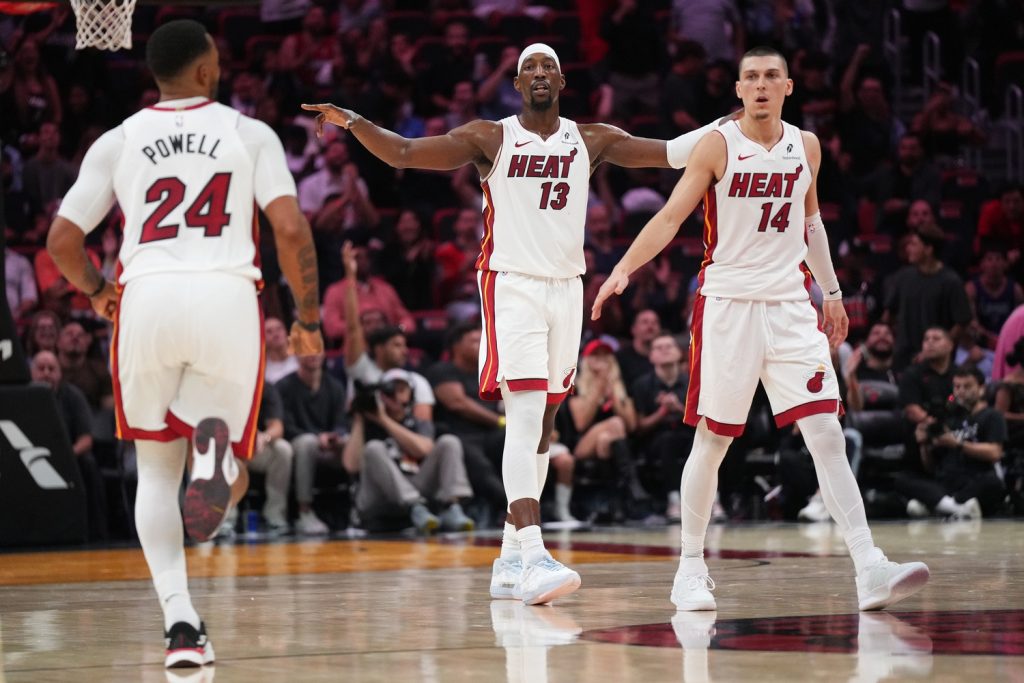 Norman Powell, Bam Adebayo and Tyler Herro