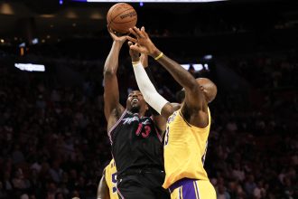 Bam Adebayo and LeBron James
